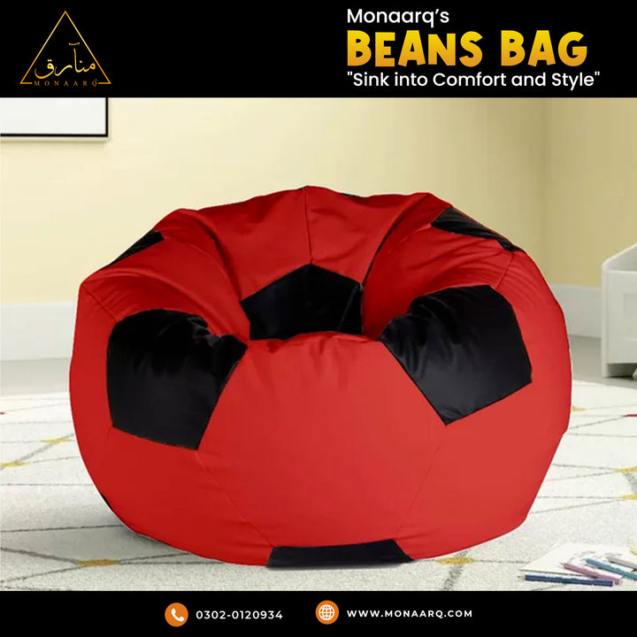 Football Design Bean Bag Chair (Red and black)