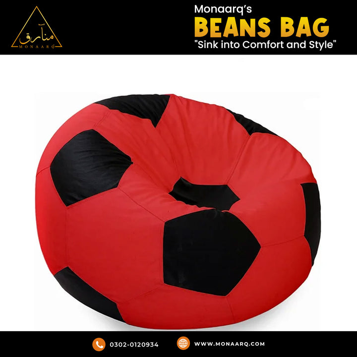 Football Design Bean Bag Chair (Red and black)
