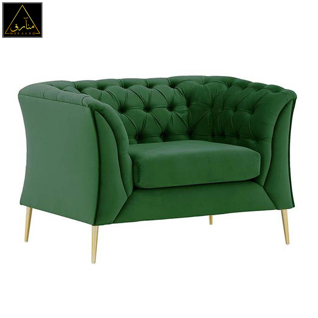 Corbyn Chesterfield Fabric Sofa - (Dark Green Velvet)