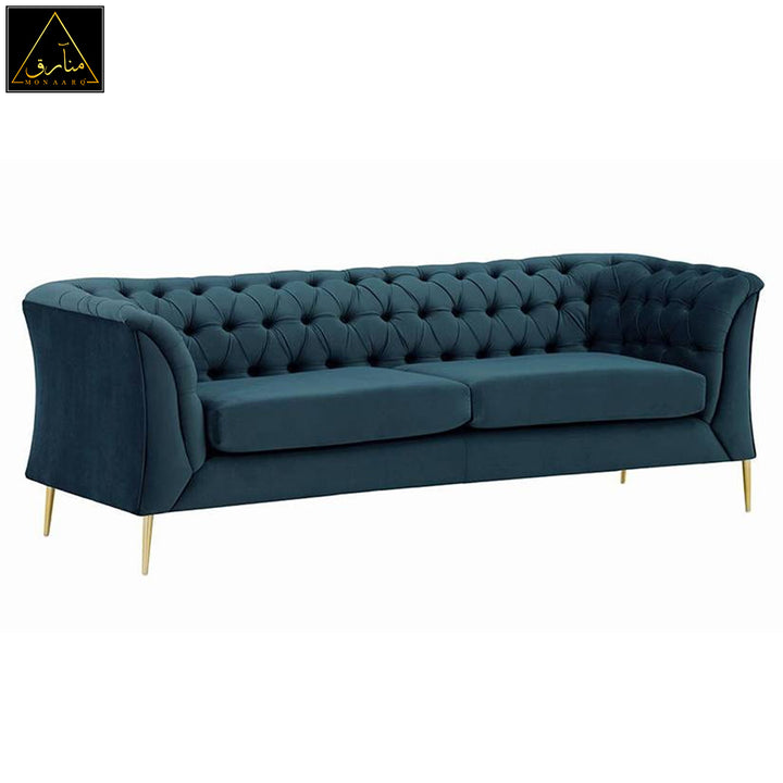 Corbyn Chesterfield Fabric Sofa - (Indigo Blue Velvet)