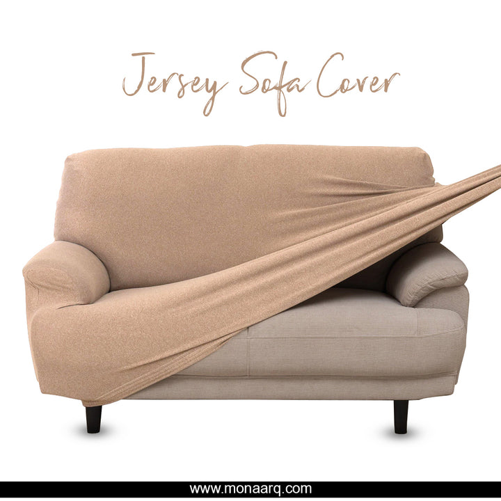 JERSEY SOFA COVER - Camel Brown