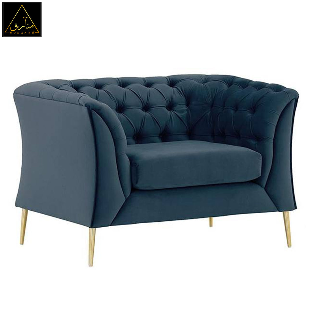 Corbyn Chesterfield Fabric Sofa - (Indigo Blue Velvet)