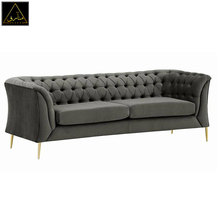 Corbyn Chesterfield Fabric Sofa - (Graphite Grey Velvet)
