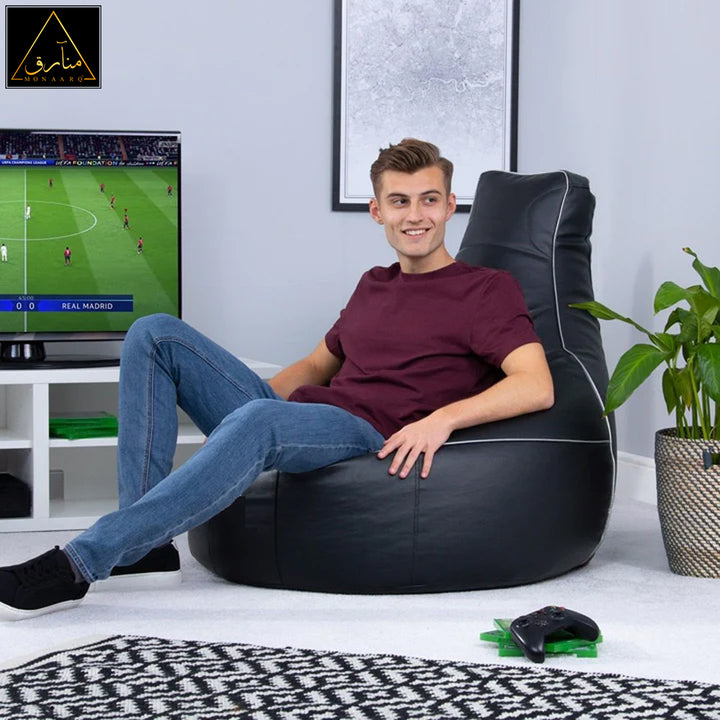 Elite Gaming Leather Bean-Bag Sofa with Stool