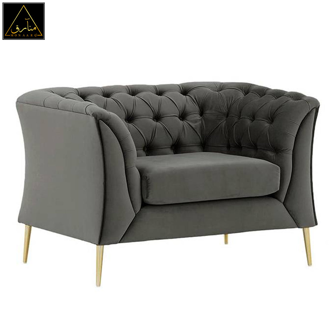 Corbyn Chesterfield Fabric Sofa - (Graphite Grey Velvet)